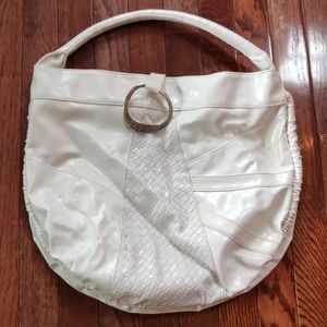 Over The Shoulder White Faux Leather Purse